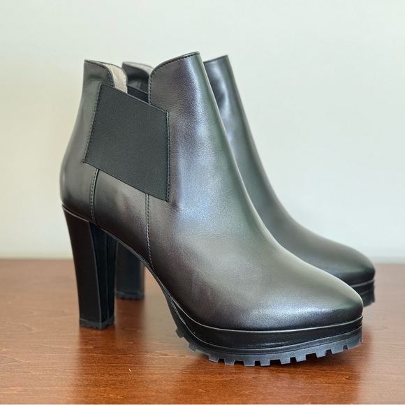 NWOB Allsaints Sarris Black Leather High Heel Booties - Picture 4 of 14